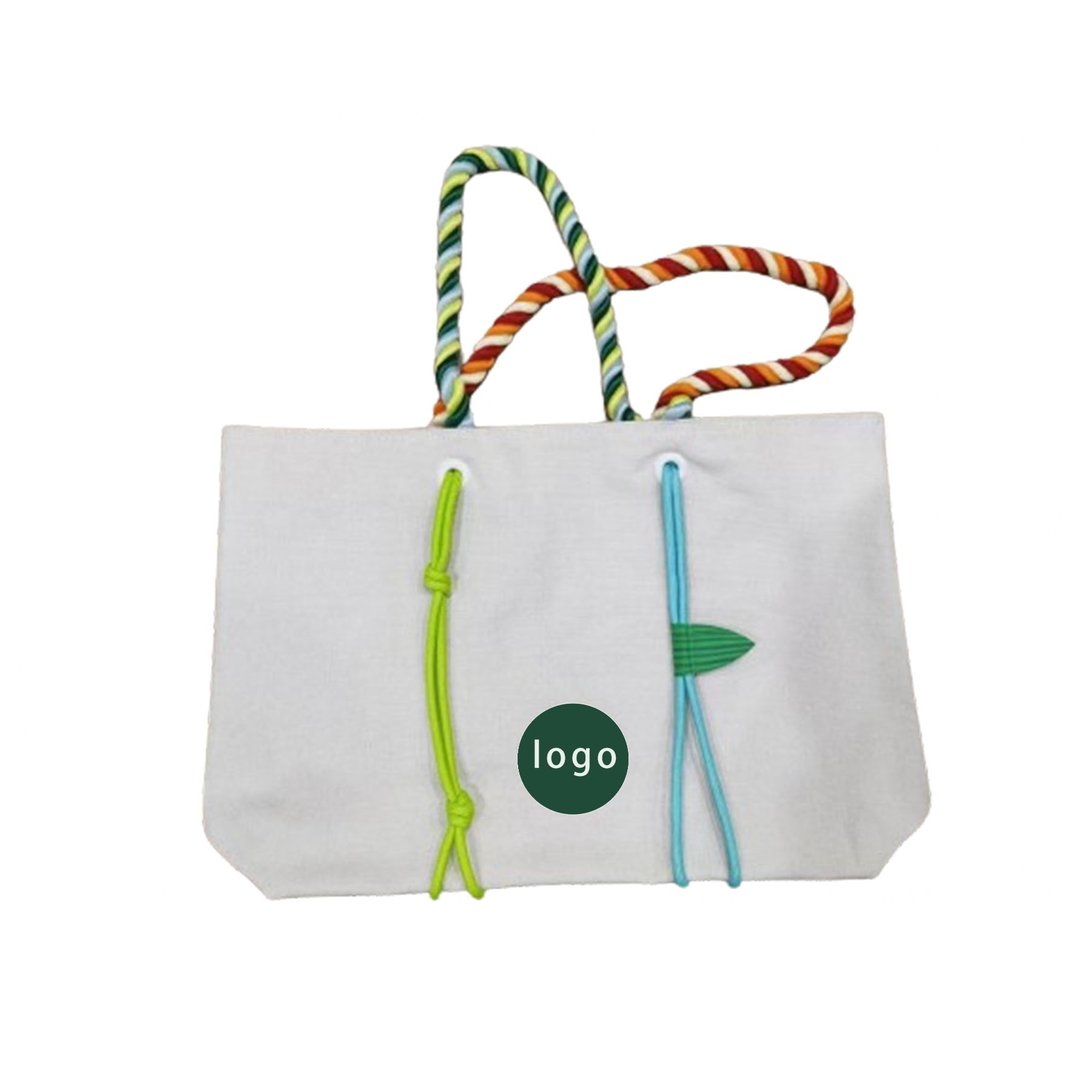 Colorful Hemp Rope Perforated Canvas Tote Bag