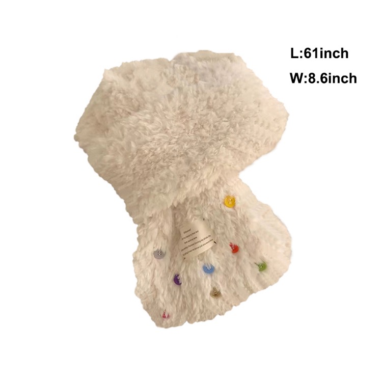 Colorful Button Plush Thickened Scarf 2