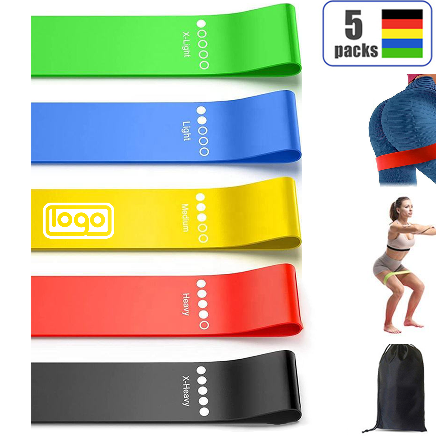 5 Piece TPE Yoga Resistance Bands Set 4