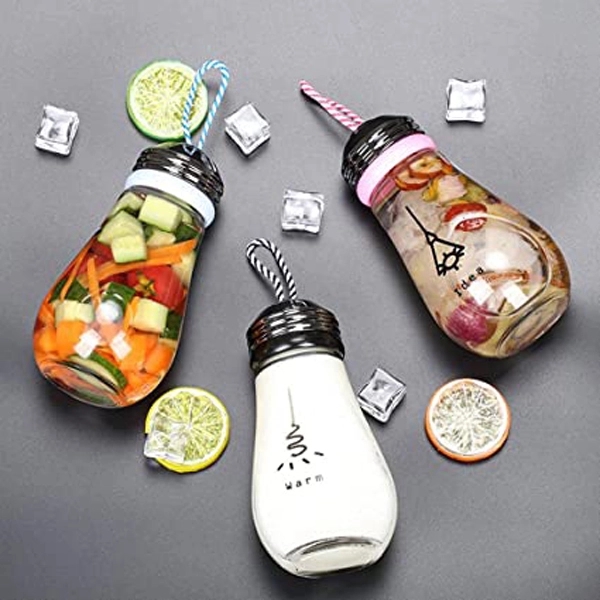 Bulb Shaped Glass Water Bottles, custom glassware with logo imprint 3
