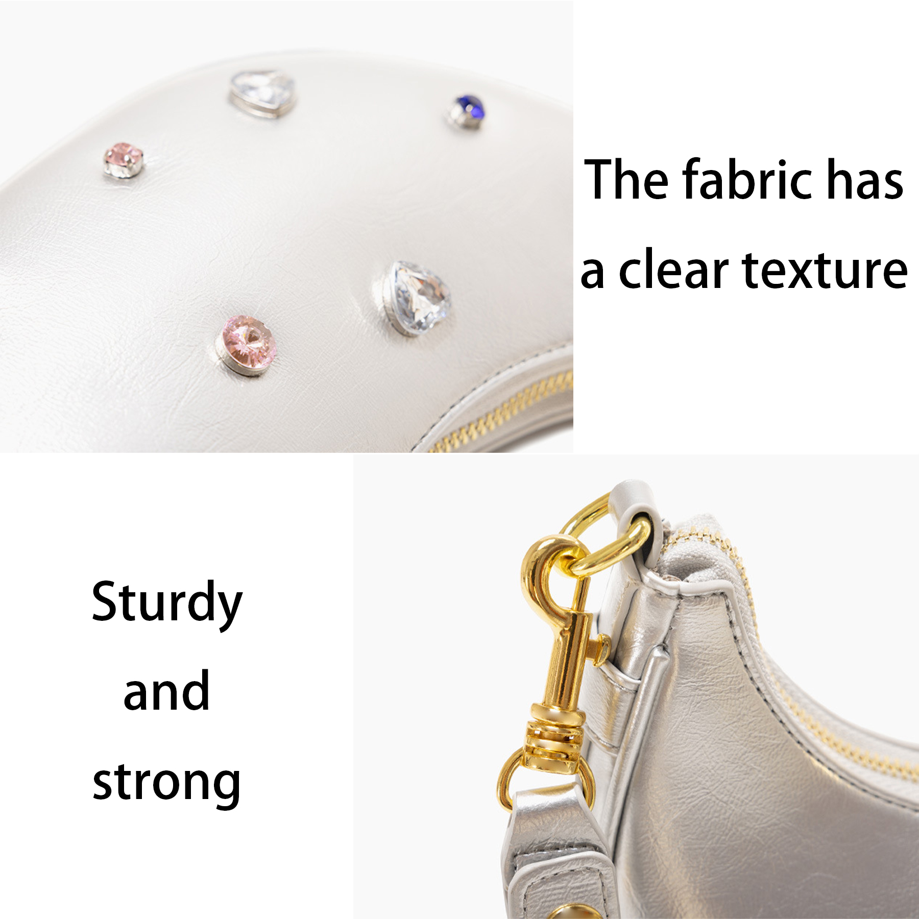 PU Diamond-embellished one-shoulder armpit women's bag 2