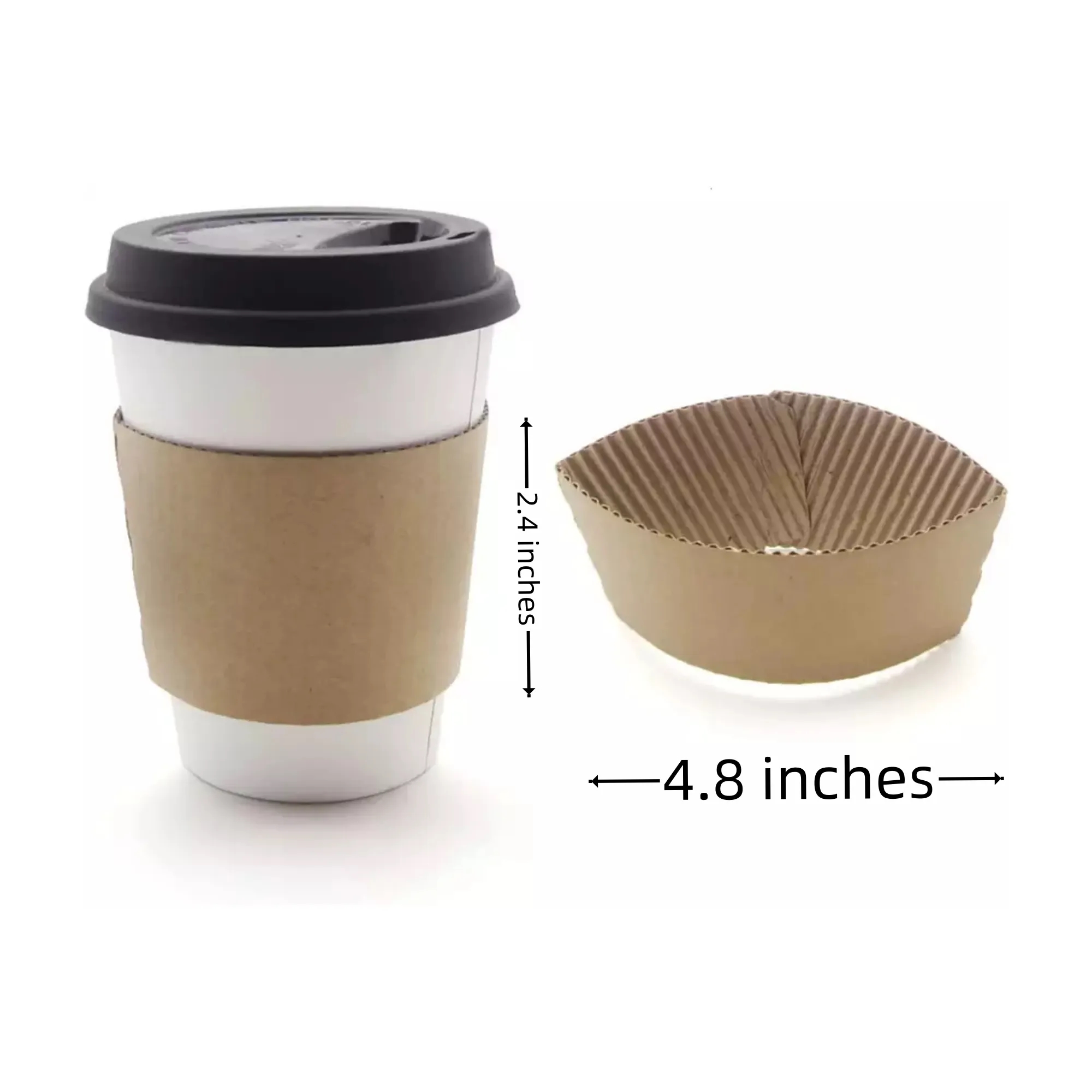 Custom Full Color Logo Kraft Disposable Coffee Cup Sleeves 2