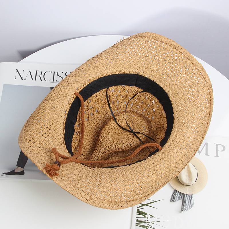 Summer Women Men Toquilla Straw Cowboy Hat 4