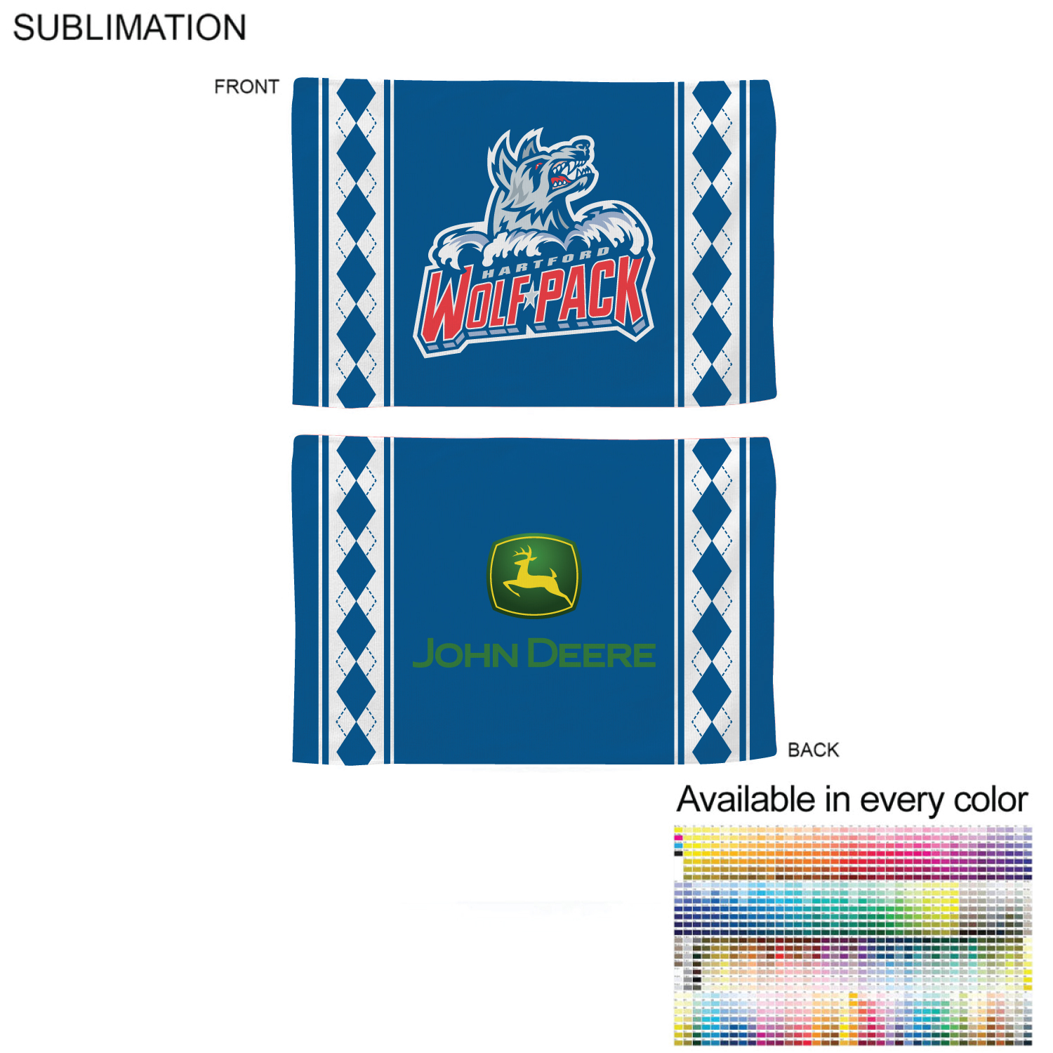Colored Sublimated Rally, Skate Towels with Jersey stripes, 12x18, Sublimated Edge to Edge 2 sides 9