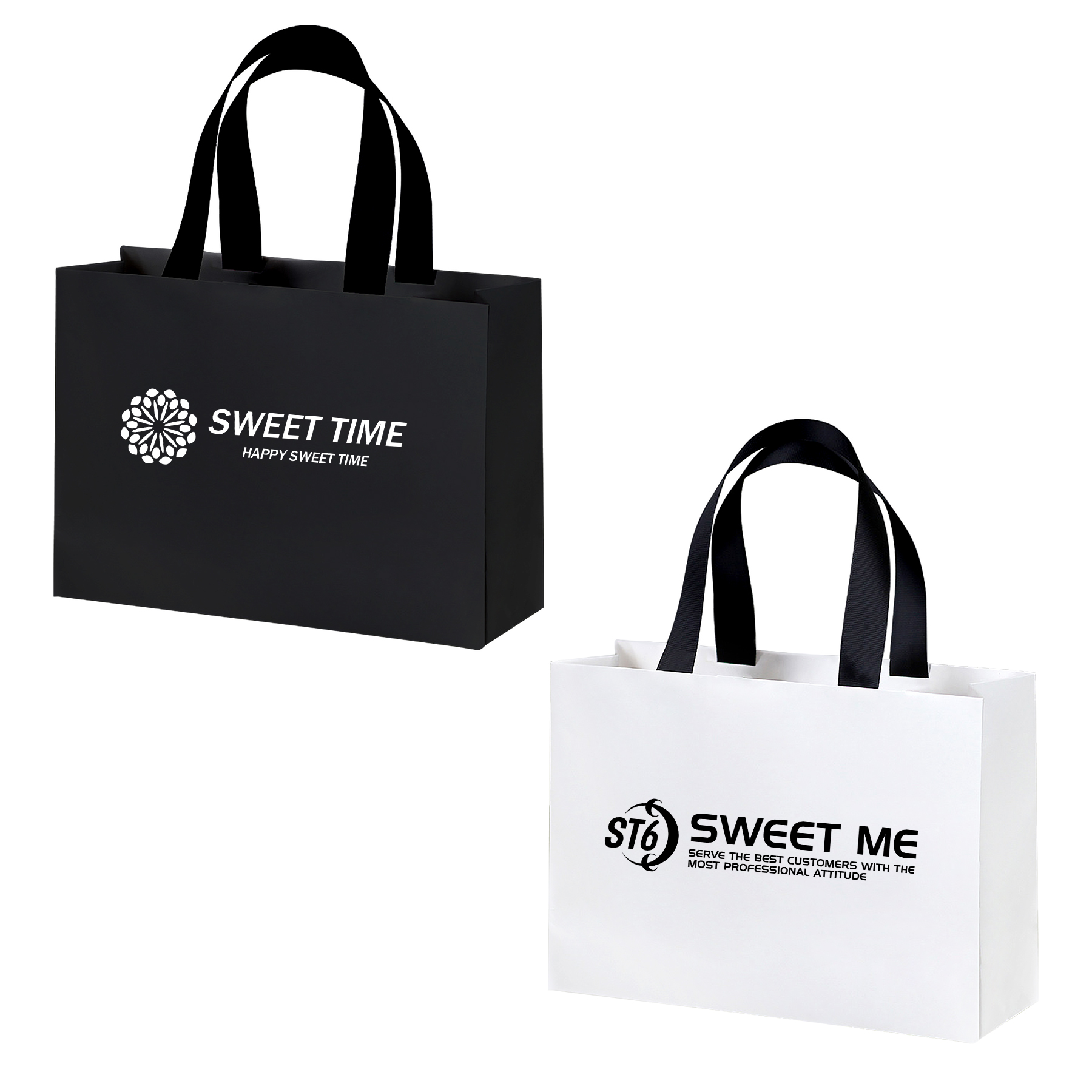 White Paper Bag With Black Handle 1