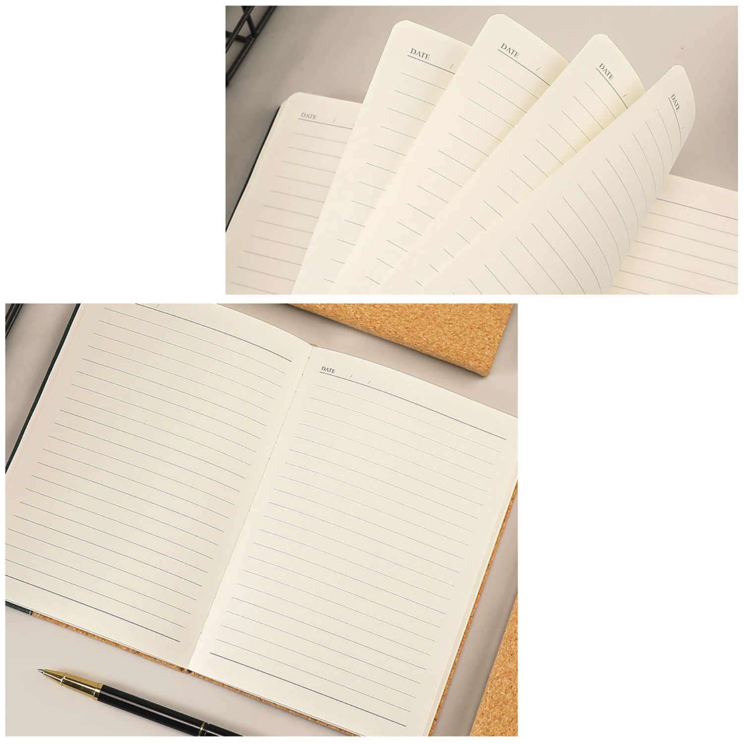 A5 Cork PU Leather Cover Lined Notebook 9