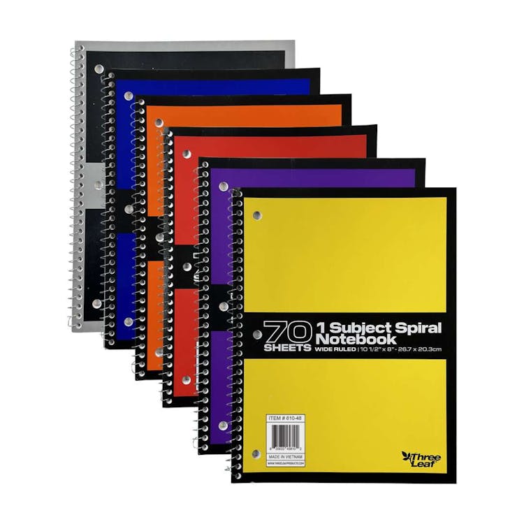 Spiral Notebooks - 70 Sheets Wide Ruled Assorted 2