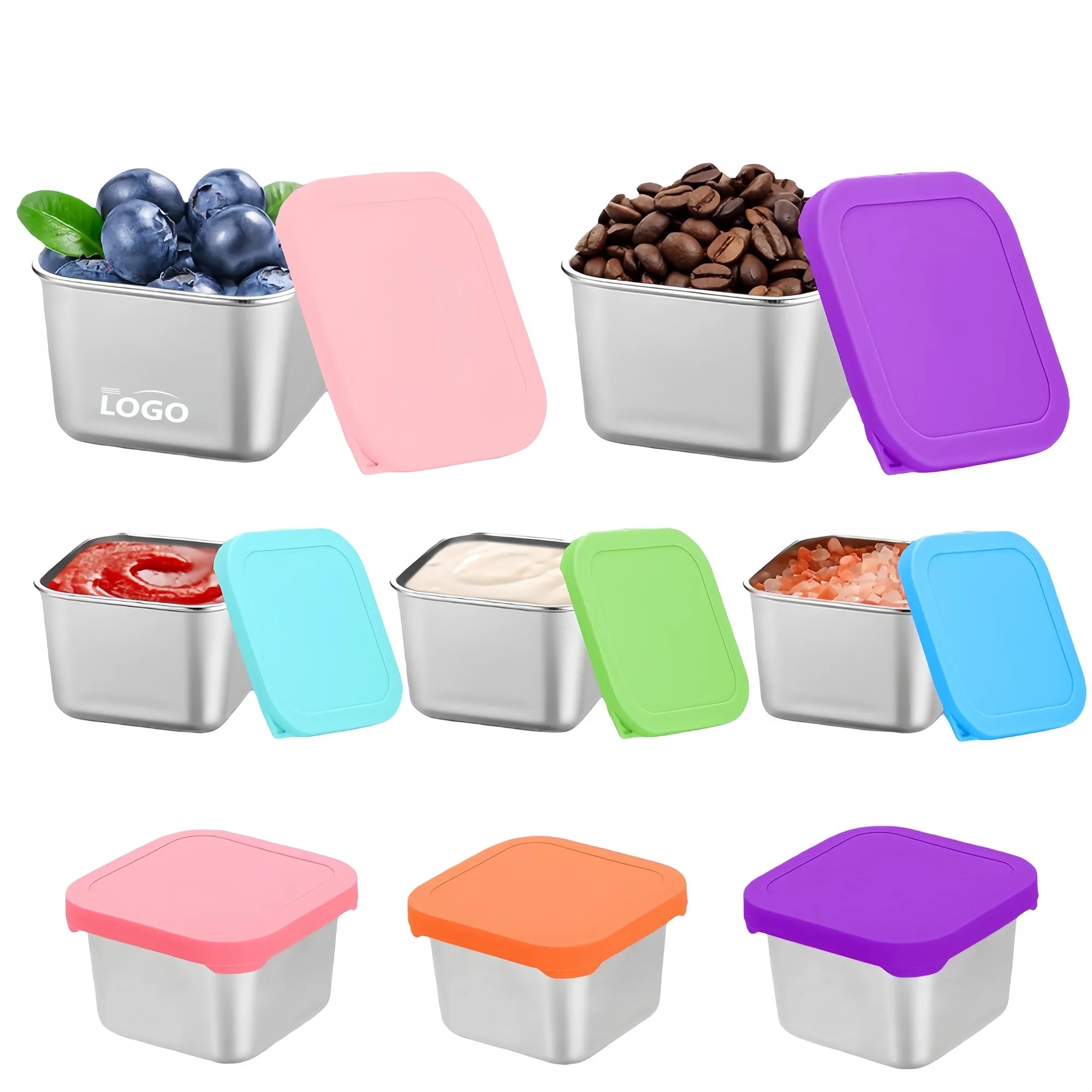 Square 304 Stainless Steel Sauce Cup With Lid