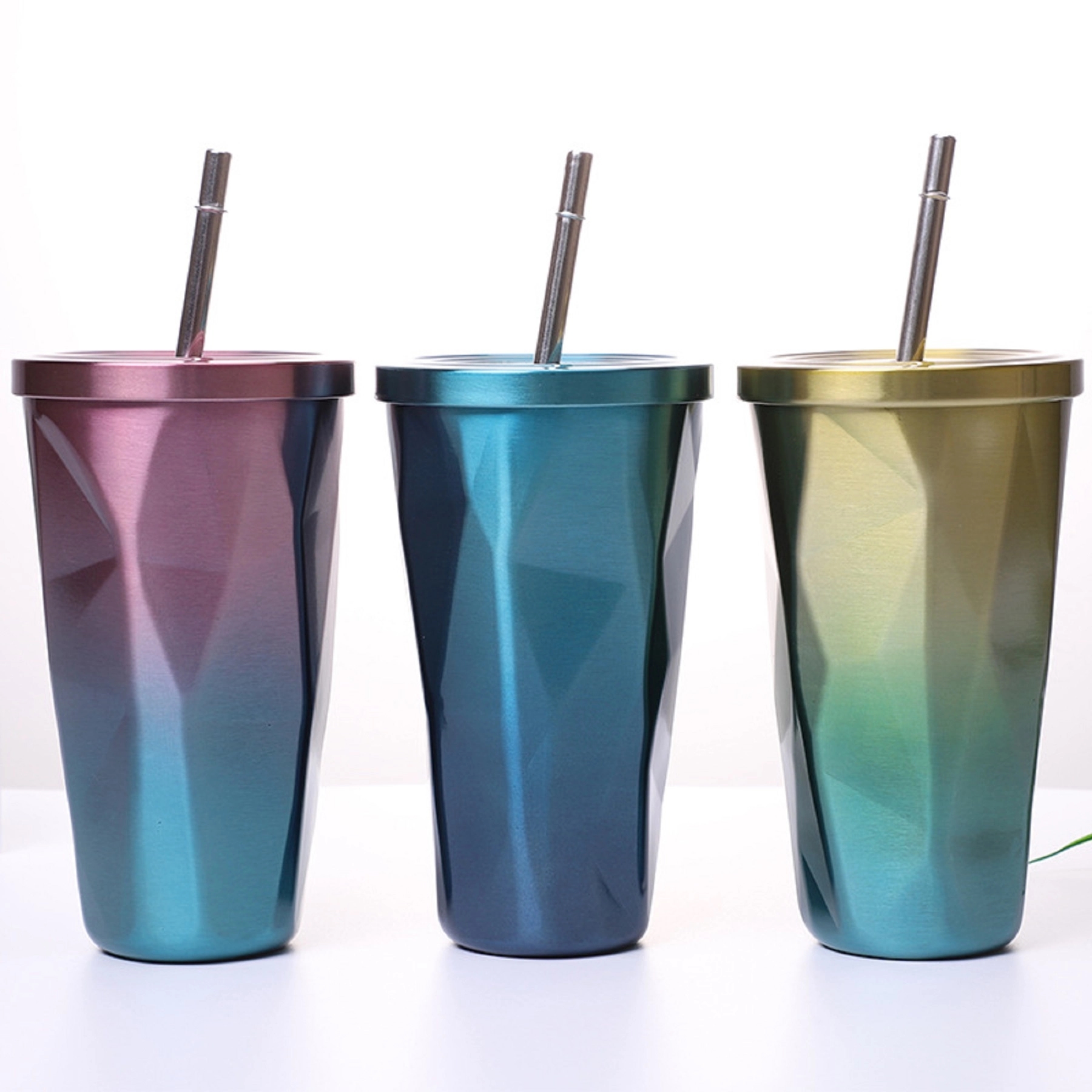 17 oz Irregular Stainless Steel Straw Mug 9