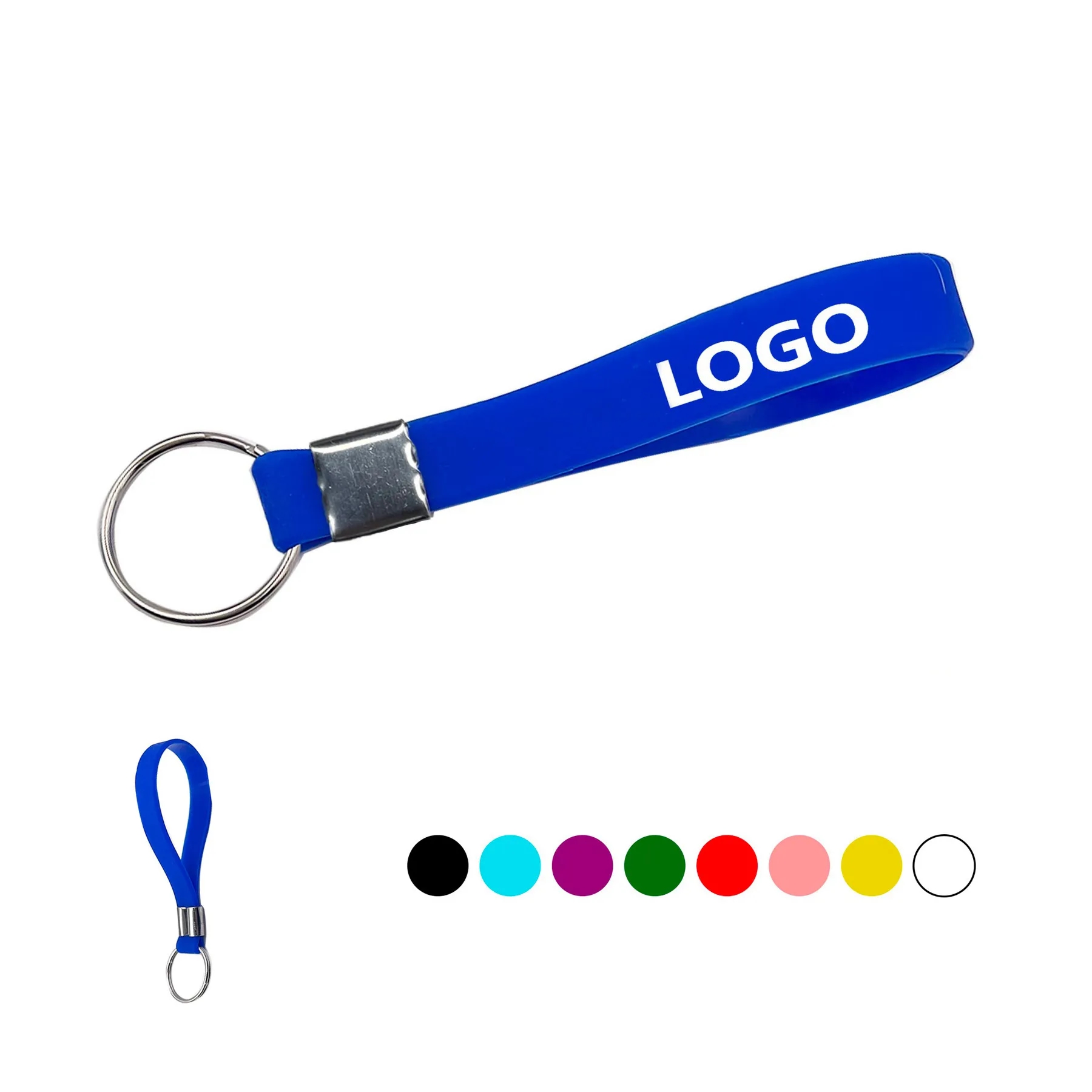 8" Silicone Bracelet Wristband Keychain Key Tag MOQ100 1