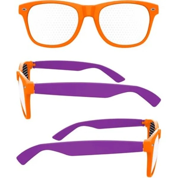 2-Tone Retro Pinhole Sunglasses W/ 1-Color Temple Imprint 4