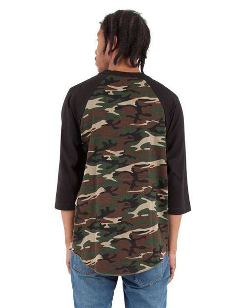Unisex Three-Quarter Sleeve Camo Raglan T-Shirt - SHRAGCM 6