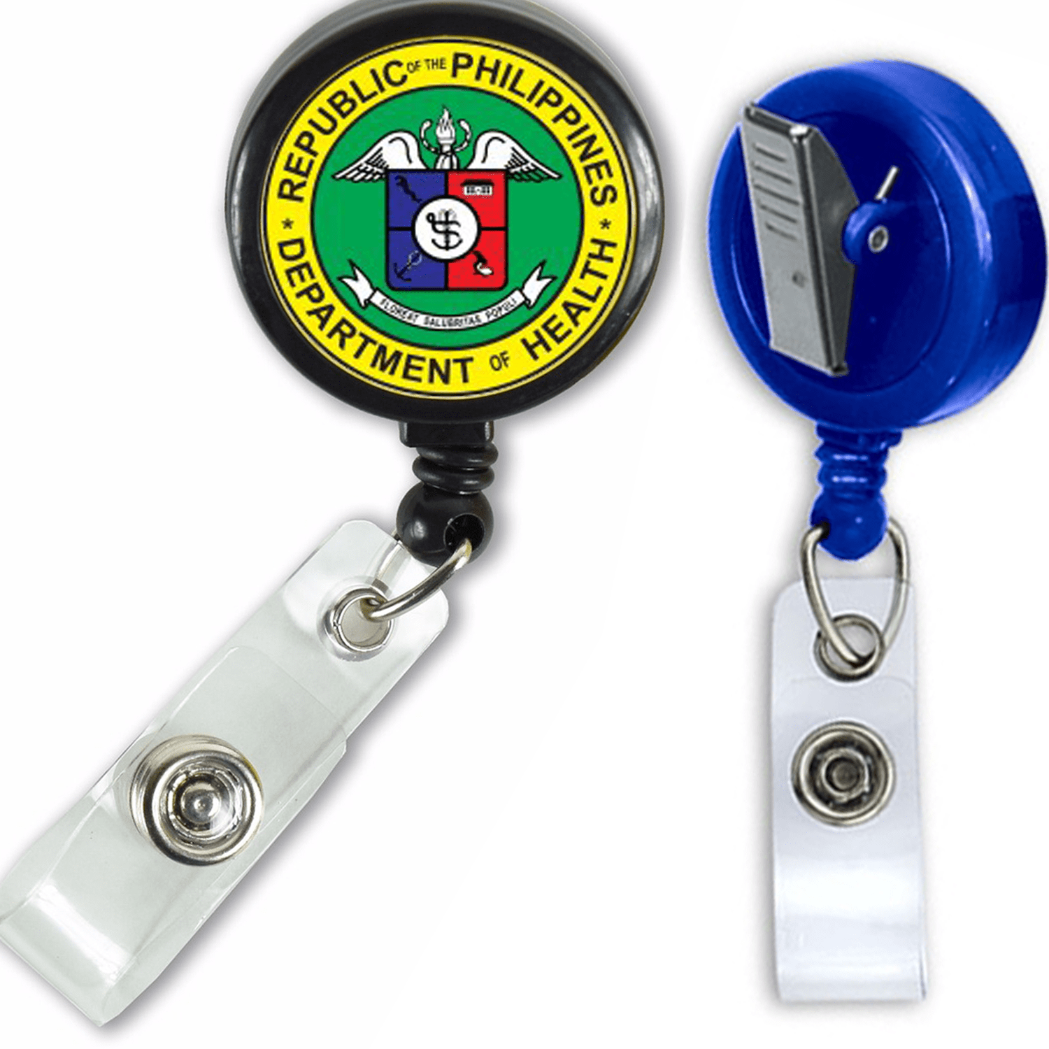 Large Retractable Round Badge Reel w/ Bulldog clip backing 2