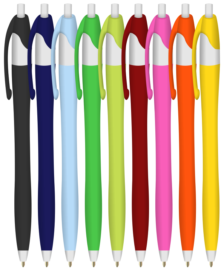 "Elegant" Colored Click Pen - Colored Barrel w/ White Trim 1