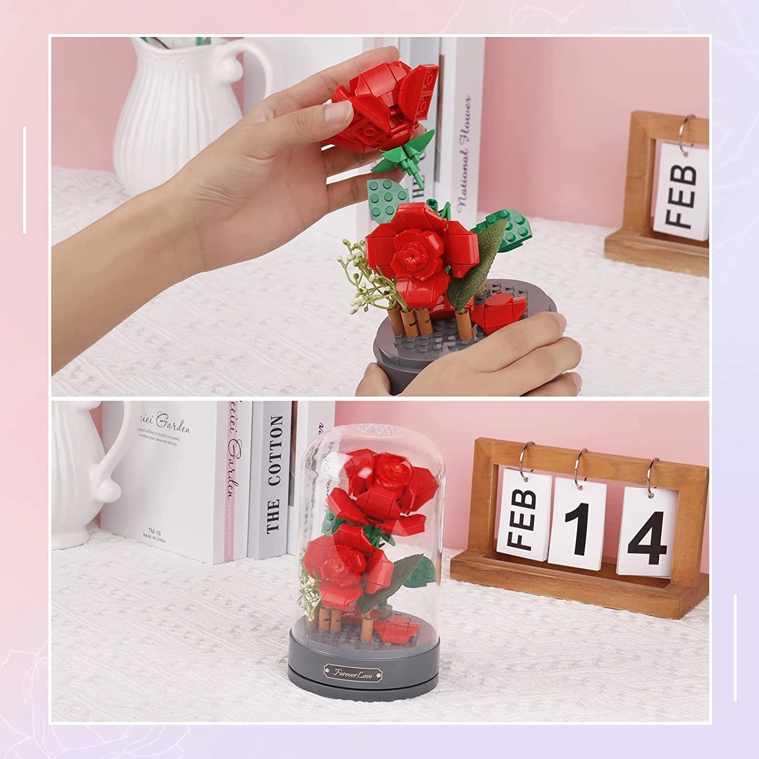 Rose Flower Bouquet Building Toys Set 8