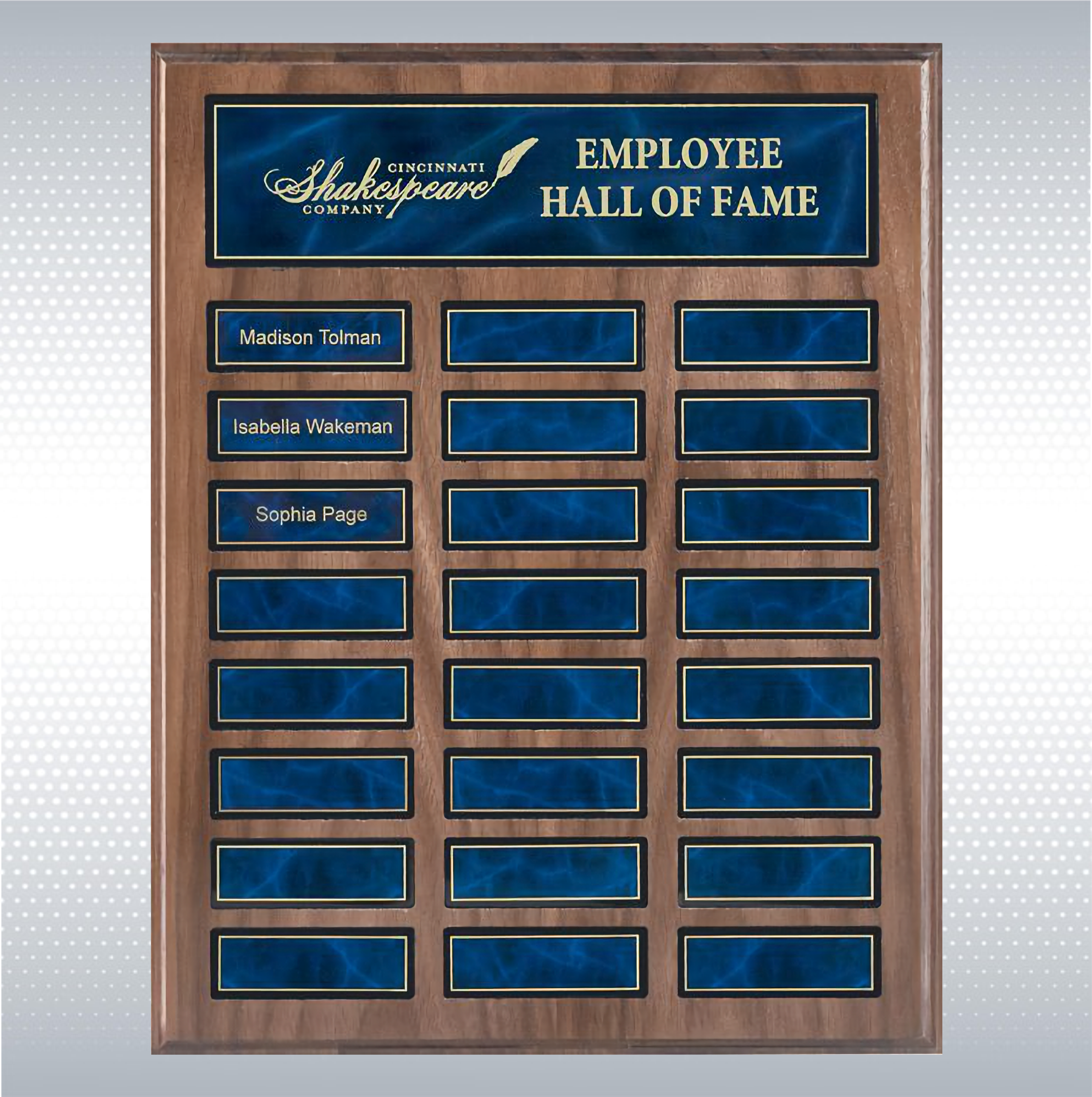 Perpetual Walnut Finish Plaque W/ 24 Plates (12" x 15") 3