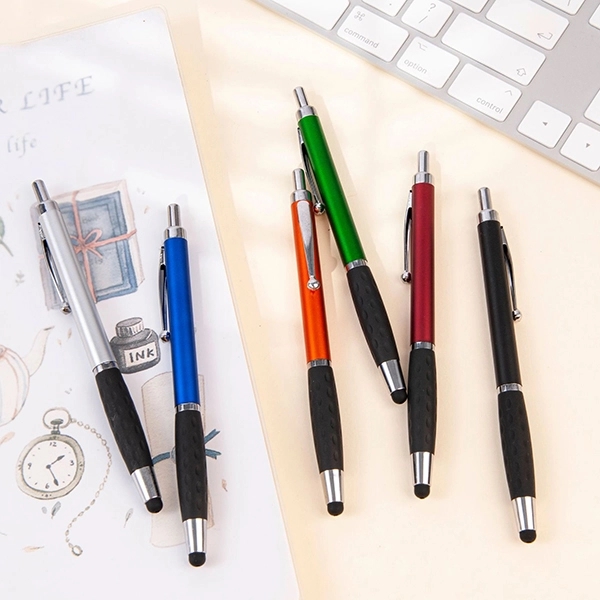 2-in-1 stylus ballpoint pen with rubber grip 1