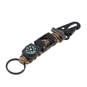 Durable Rope Key Chain With Whistle Flint And Compass 3