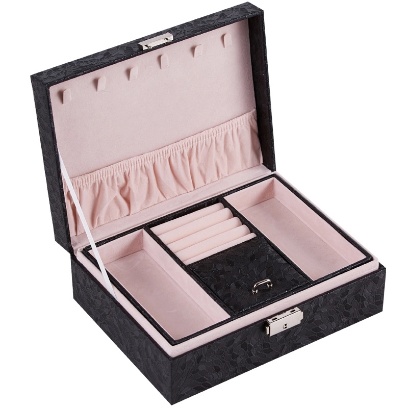 Custom Multi-Layer Jewelry Storage Organizer Box with Lock 13