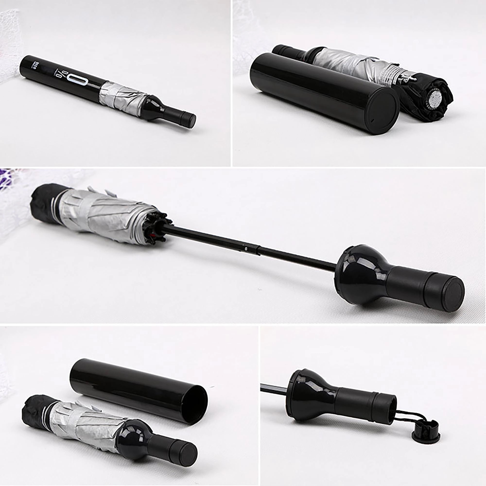 Wine Bottle Shape Folding Umbrella 2