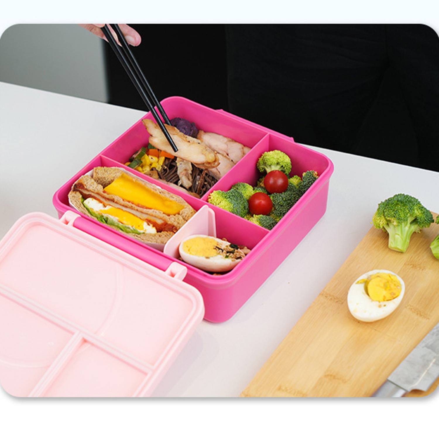 Food Grade PP Bento Lunch Box w/ Stainless Steel Bowl 5