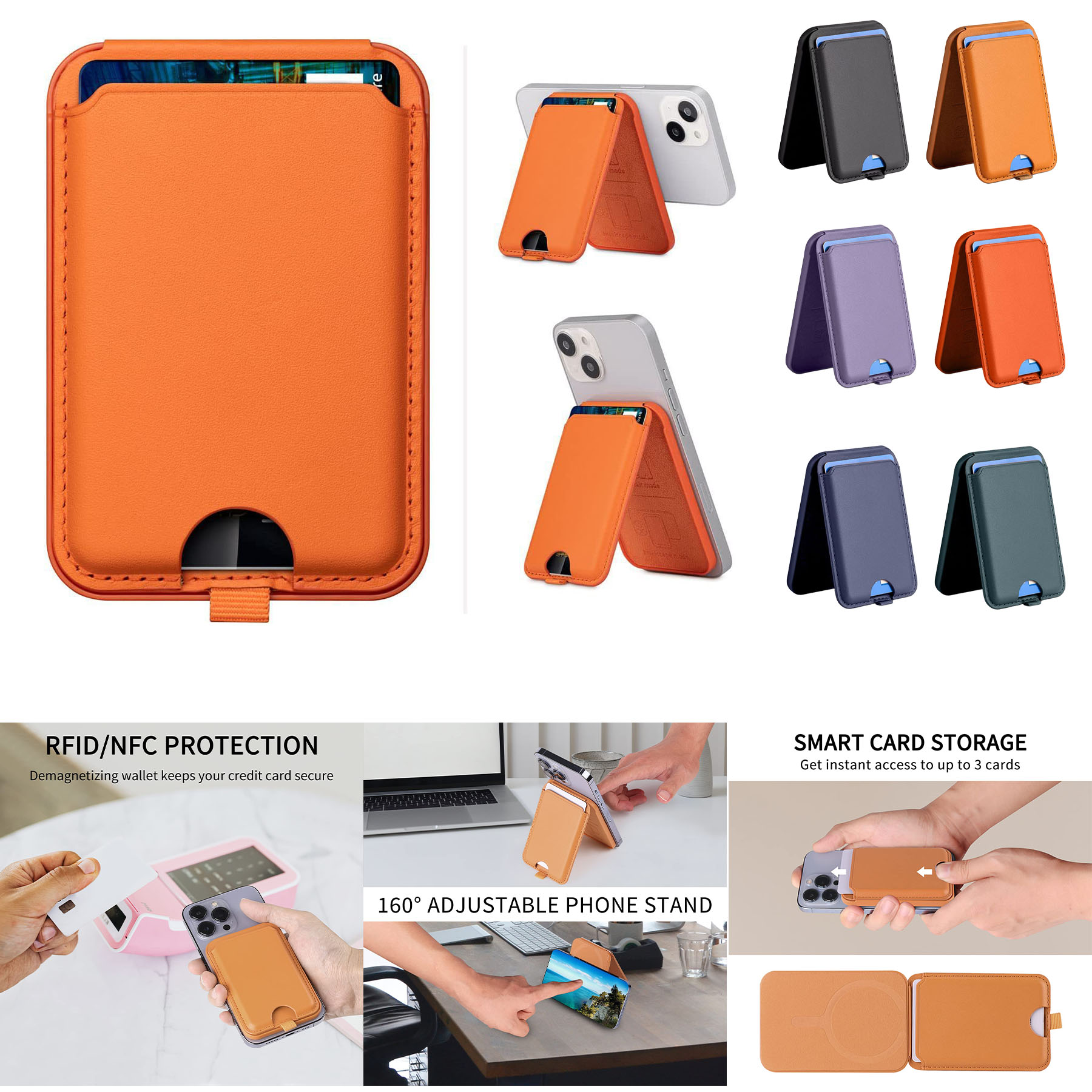 Magnetic Wallet Card Holder Adjustable Stand 1