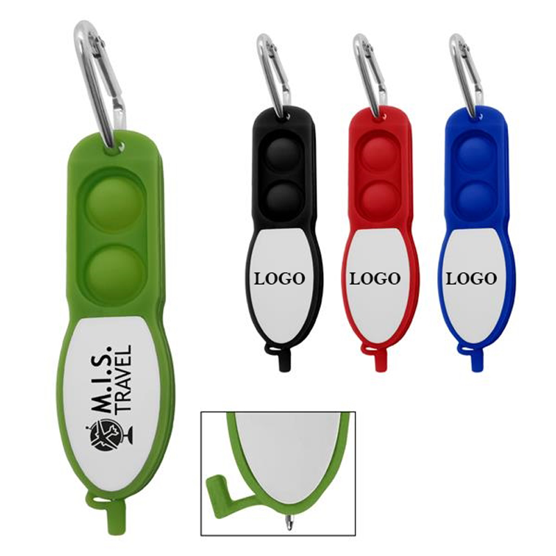 Fidget Toy Push Pop Pens w/Carabiner 1
