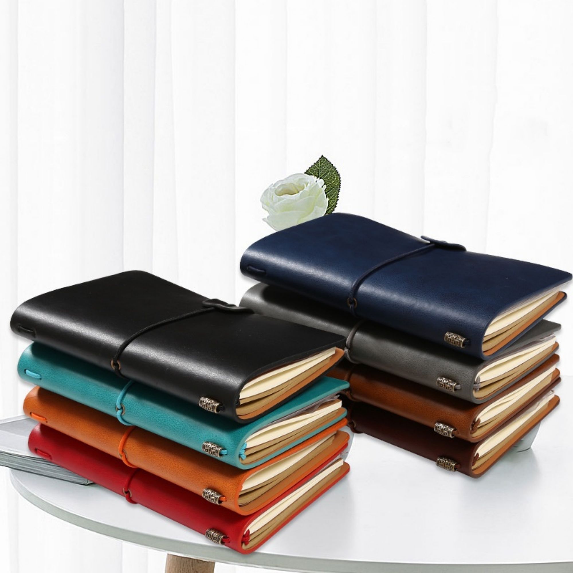 Handmade PU Leather Notebook With Card Holders 4