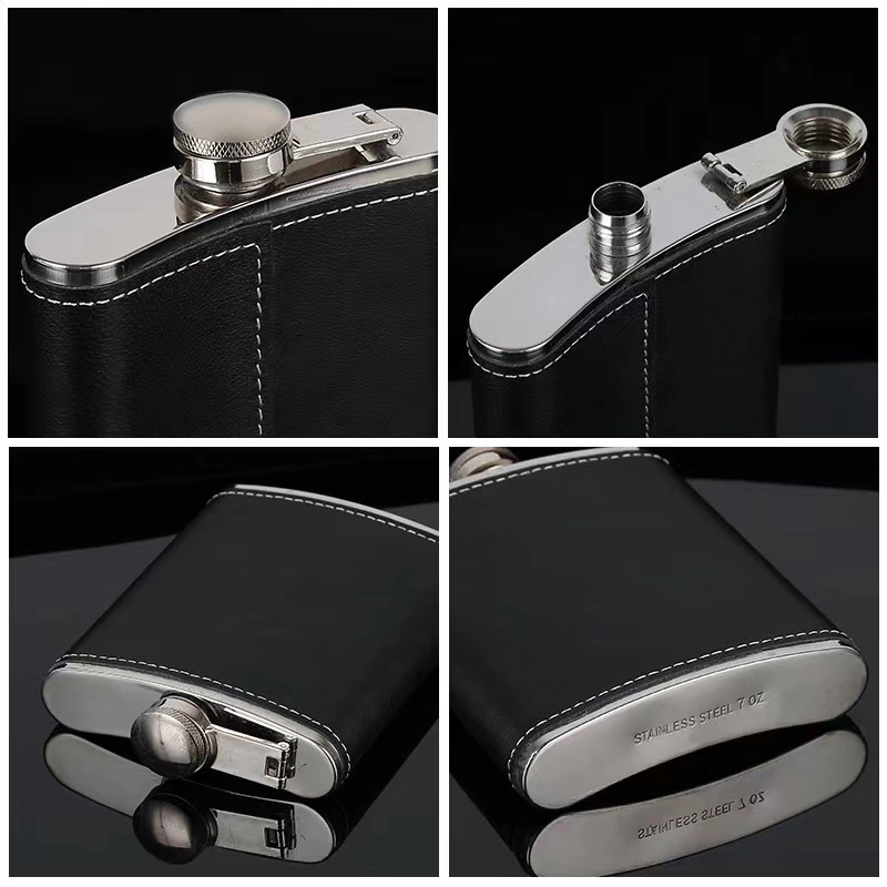 8 Oz Pocket Hip Flask With Funnel, custom water bottle with logo imprint 2