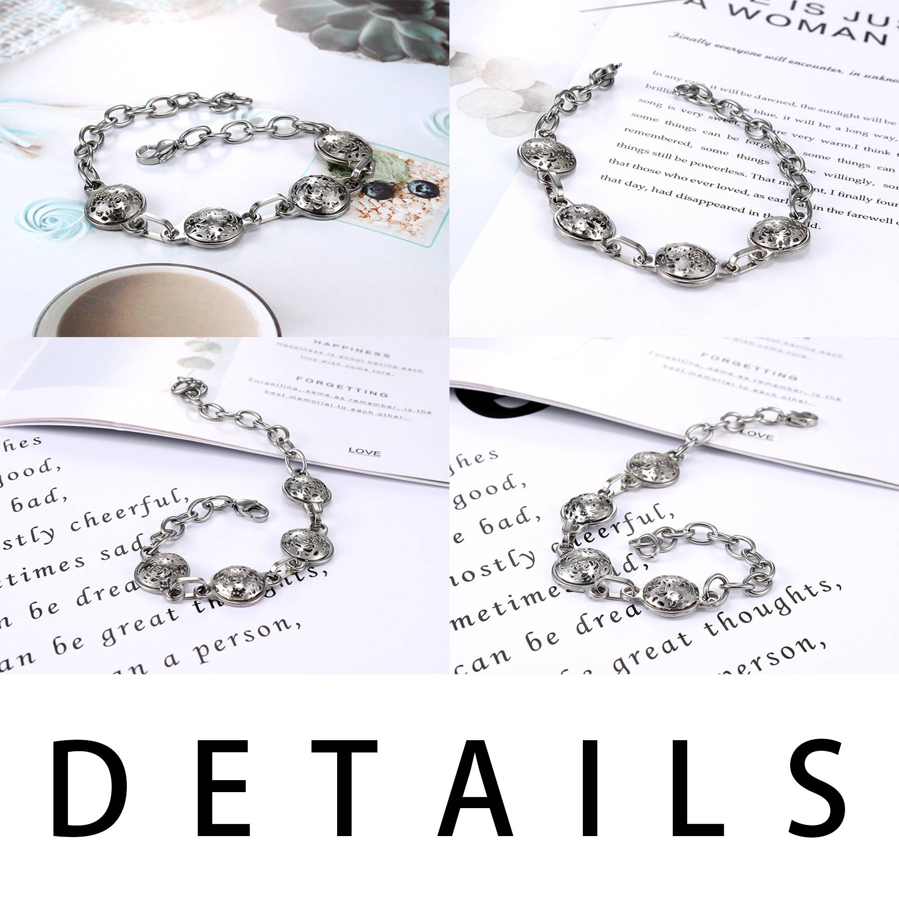 Stainless Steel Snowflake openwork bracelet for women 5