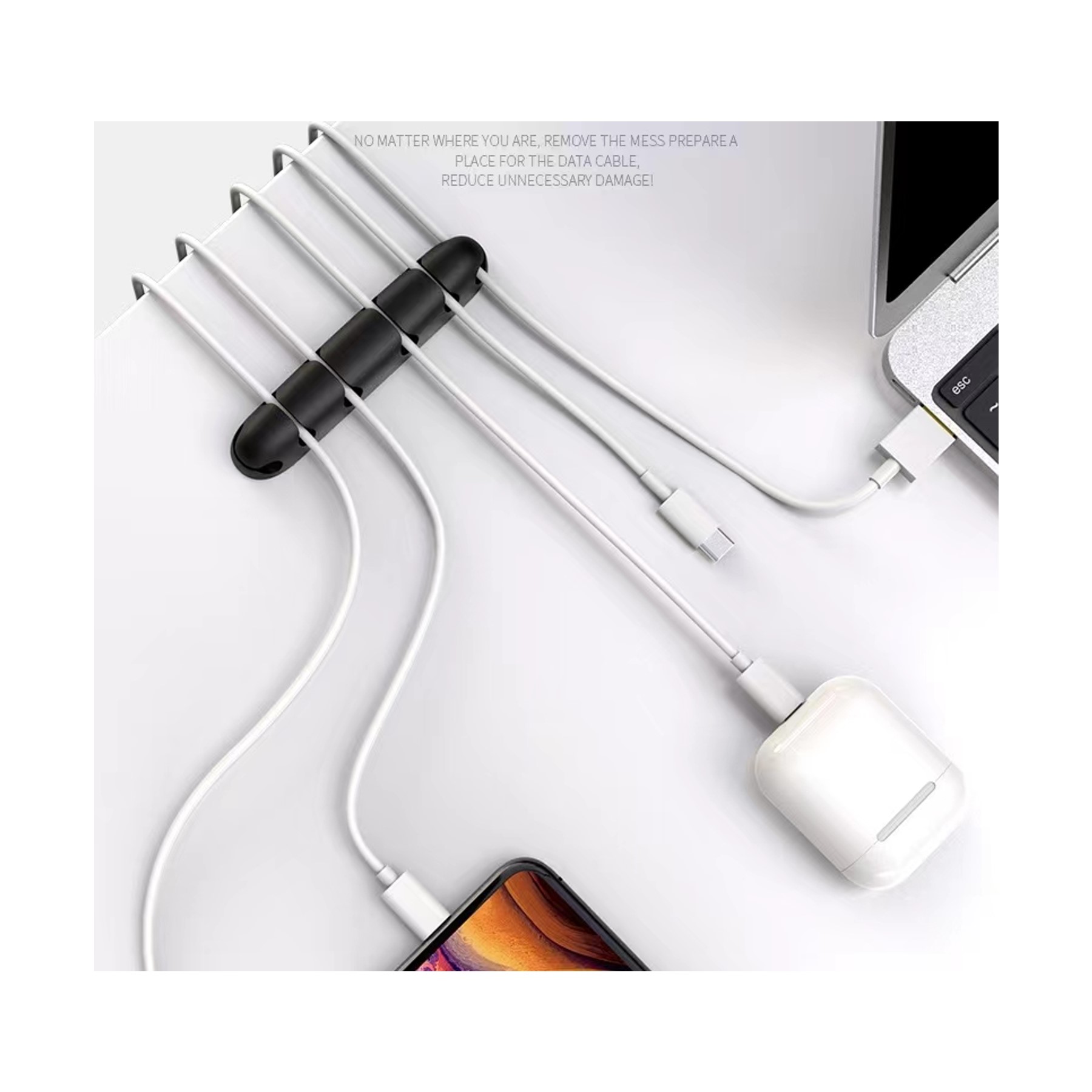 Silicone Self Adhesive Cable Organizer (direct import), promotional clip with logo imprint 6