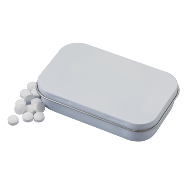 3 3/4" x 2 3/8" Large Rectangular Hinged Tin with Mints 14