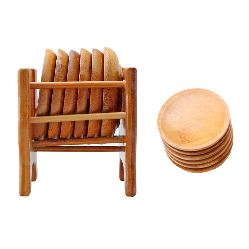 6-Piece Bamboo Tea Cup Coaster Set 7