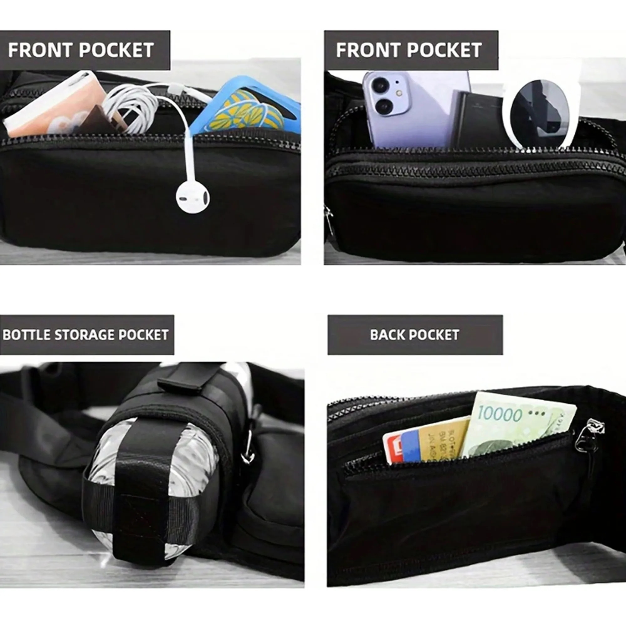 Large Capacity Adjustable Cross Body Fitness Waist Bag 3