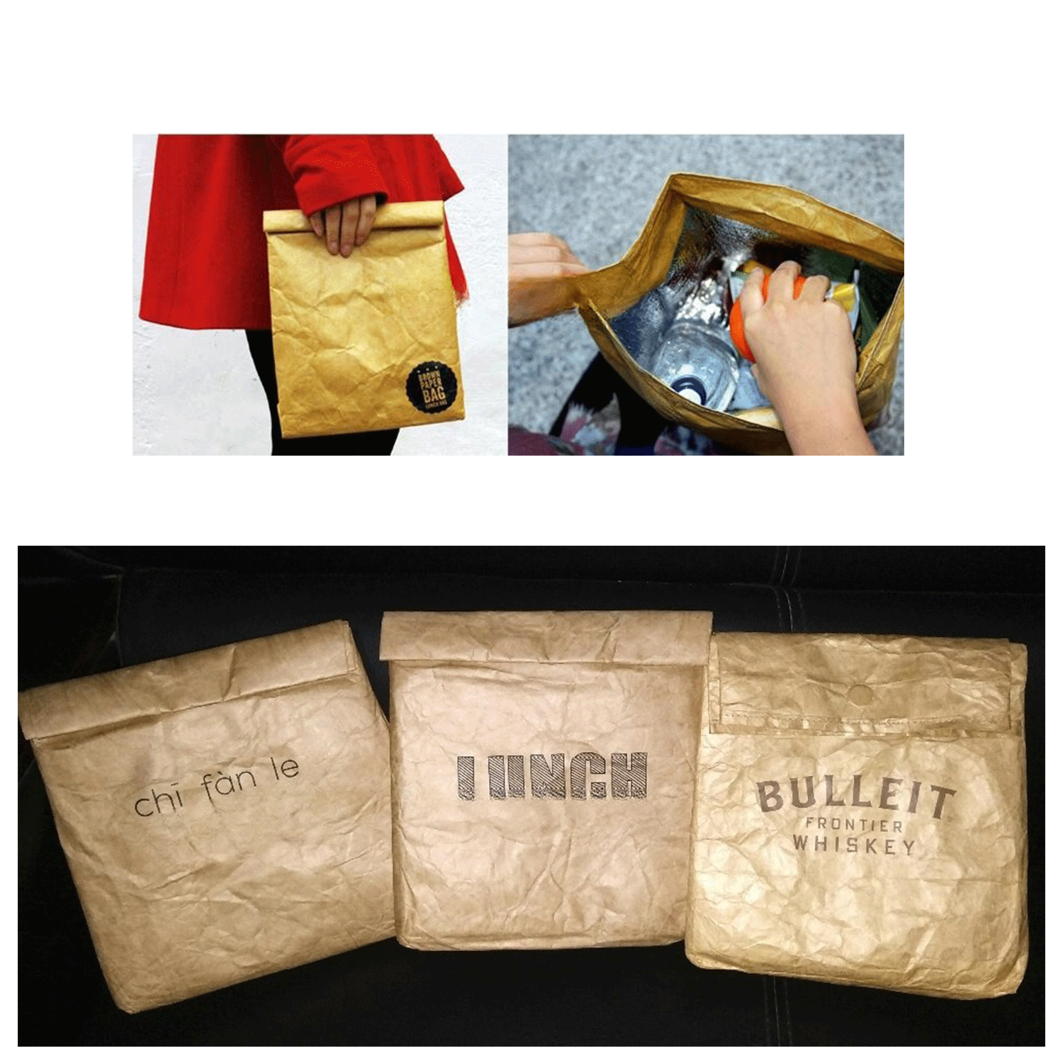 Waterproof Brown Portable Thermal Insulated Tyvek Paper Bags 12