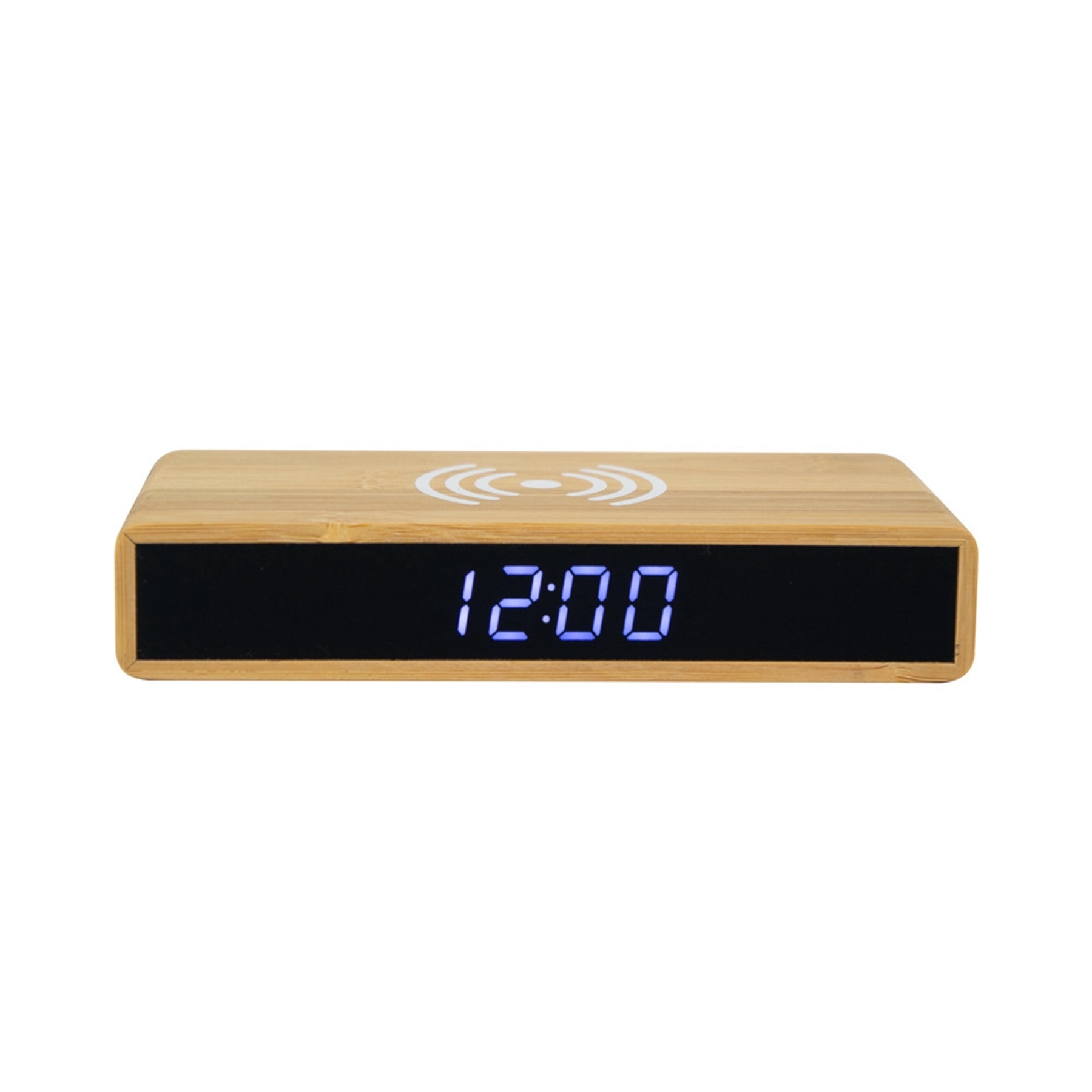5 W Bamboo Wooden Wireless Charger With Digital Clock 2
