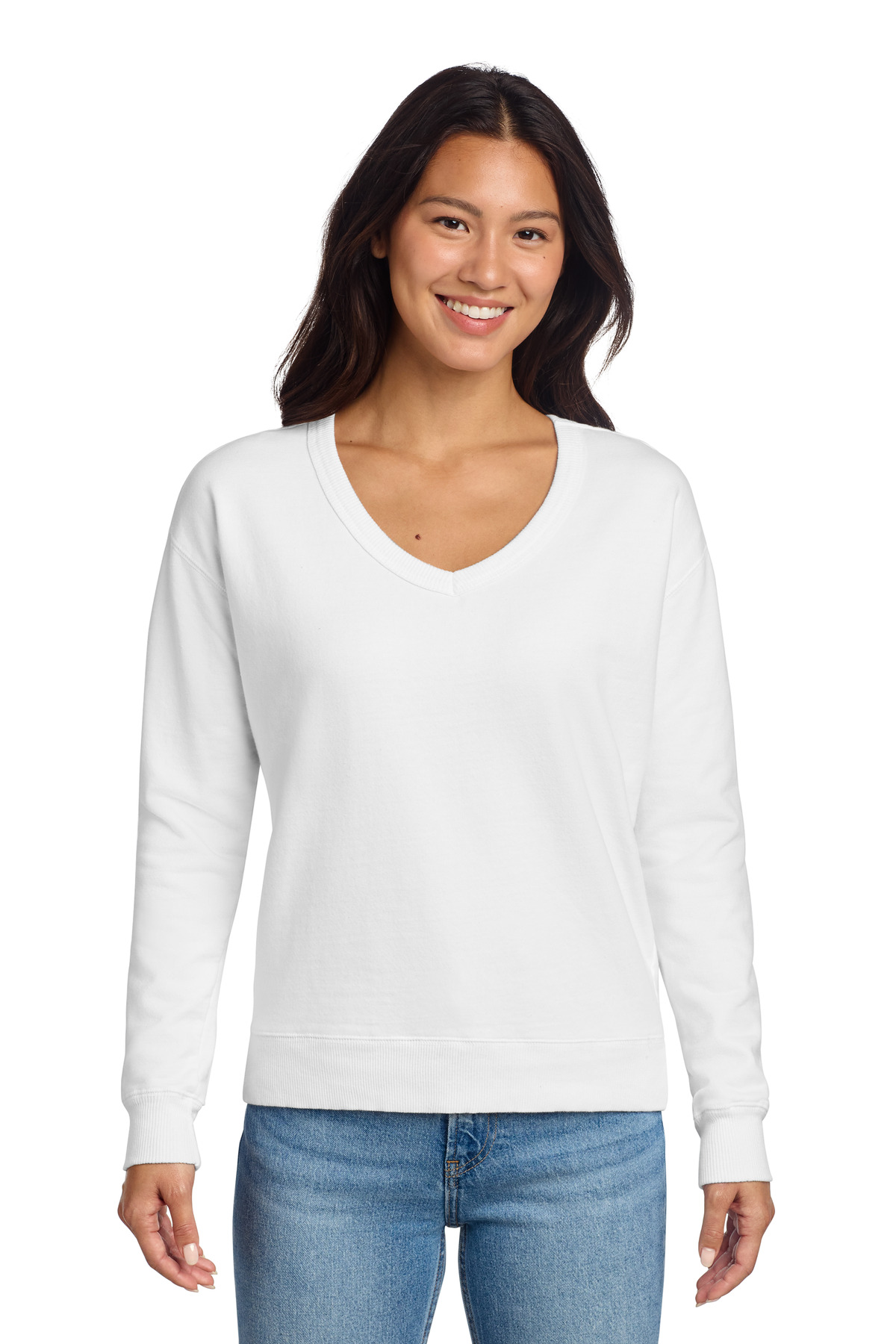 Port & Co Women's Beach Wash Garment-Dyed V-Neck Sweatshirt LPC098V 13