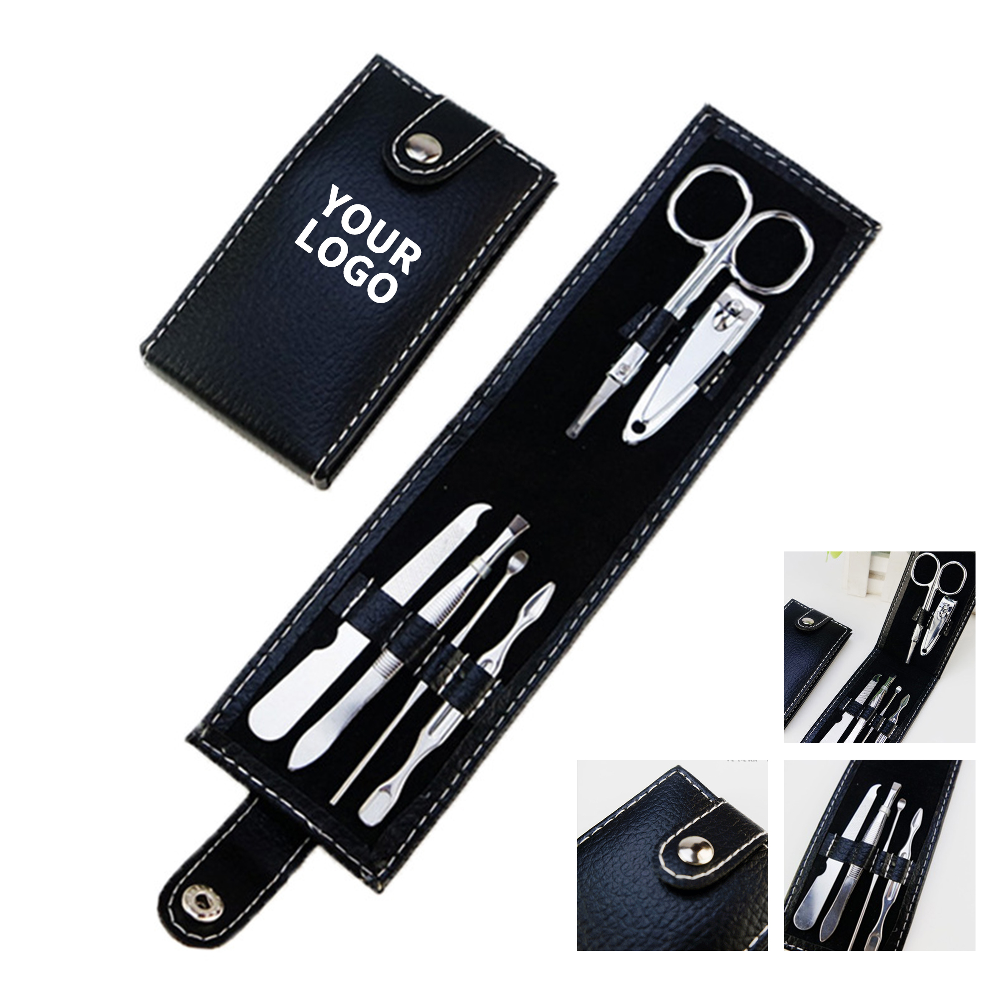 Stainless Steel Manicure Kit Six Piece With Folding Pouch 4.33" Length X 2.36" Width X 0.8 I 2