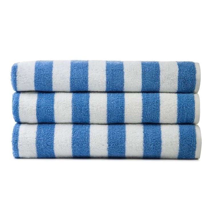 Jewel Cabana Stripe Pool Towels - 35x70 Blue, custom towel with logo imprint 3