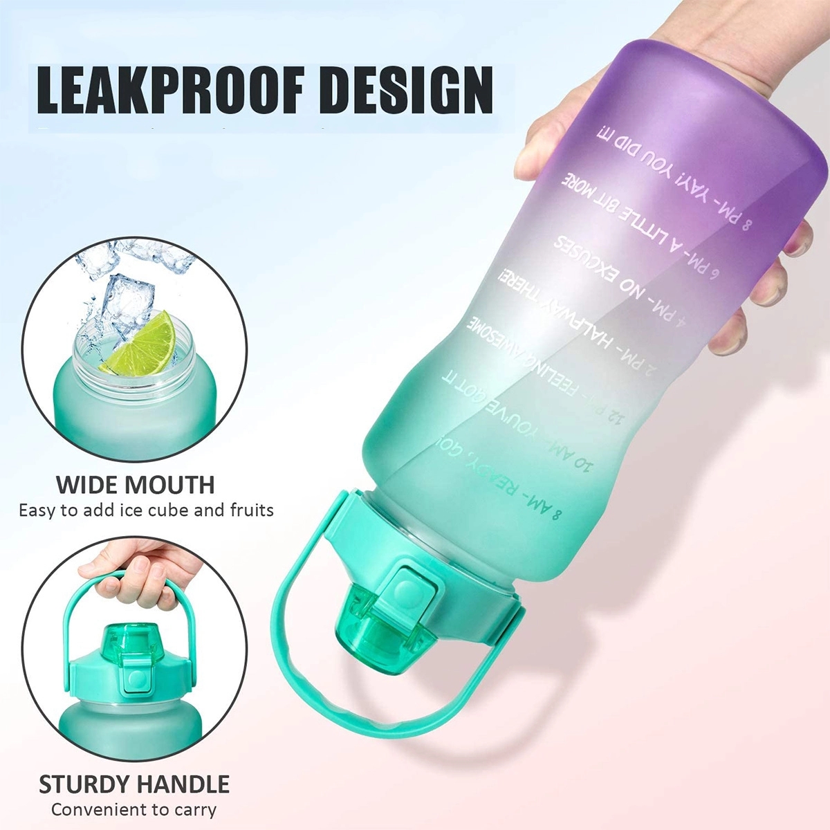 Leakproof Bpa Free Drinking Water Bottle With Time Marker 3