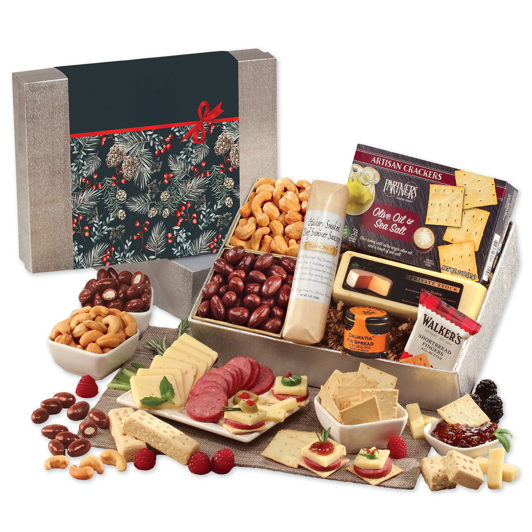 Shelf Stable Snacking Smorgasbord with Pine Boughs & Berries Sleeve 2