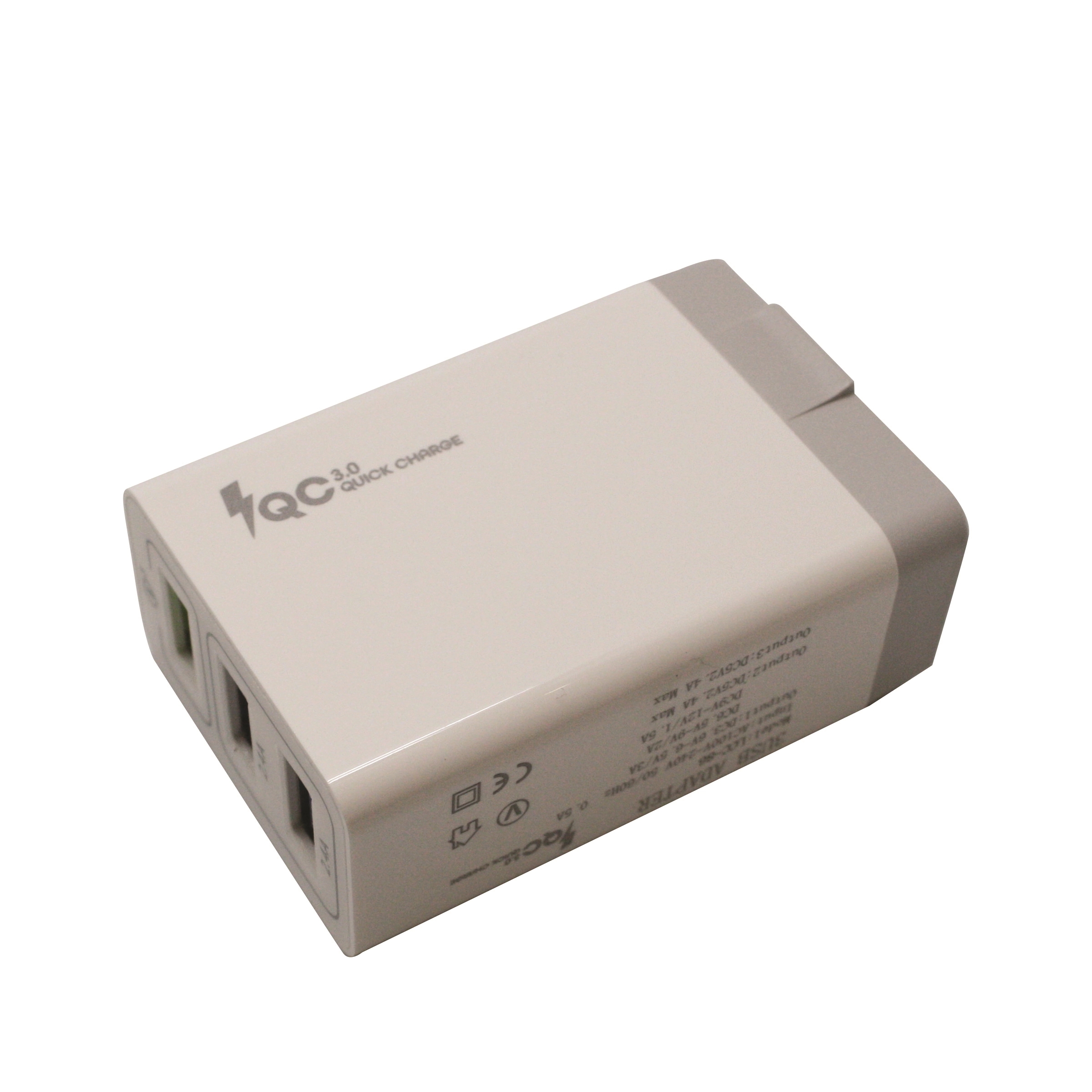 QC 3.0 White Quick Wall Charger Adapter with 3 outputs 1
