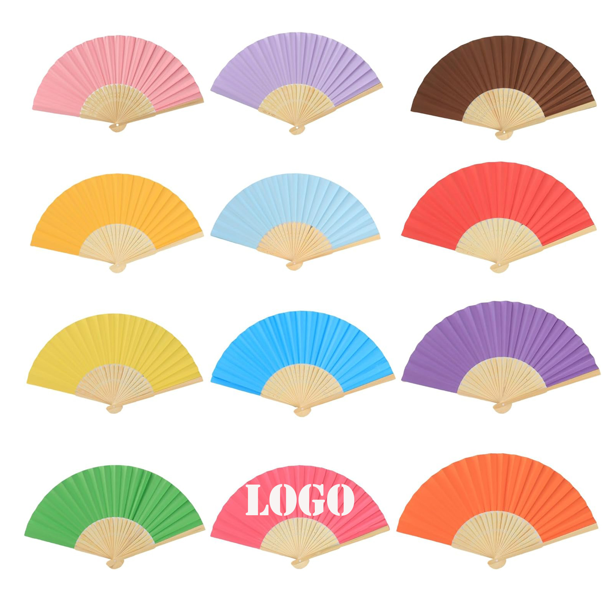 Folding Bamboo Handle 8-Inch Paper Fans 2
