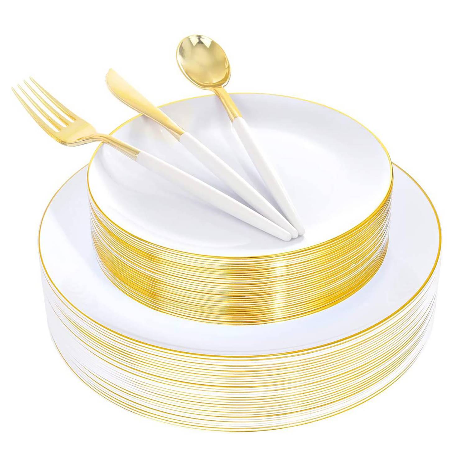 Gold Foiled Plastic Dinner Plates Set 3