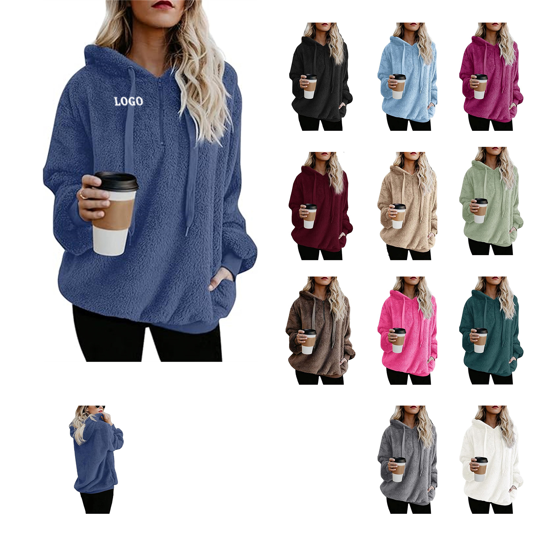 Women's Hoodies Sherpa Pullover Sweater 7