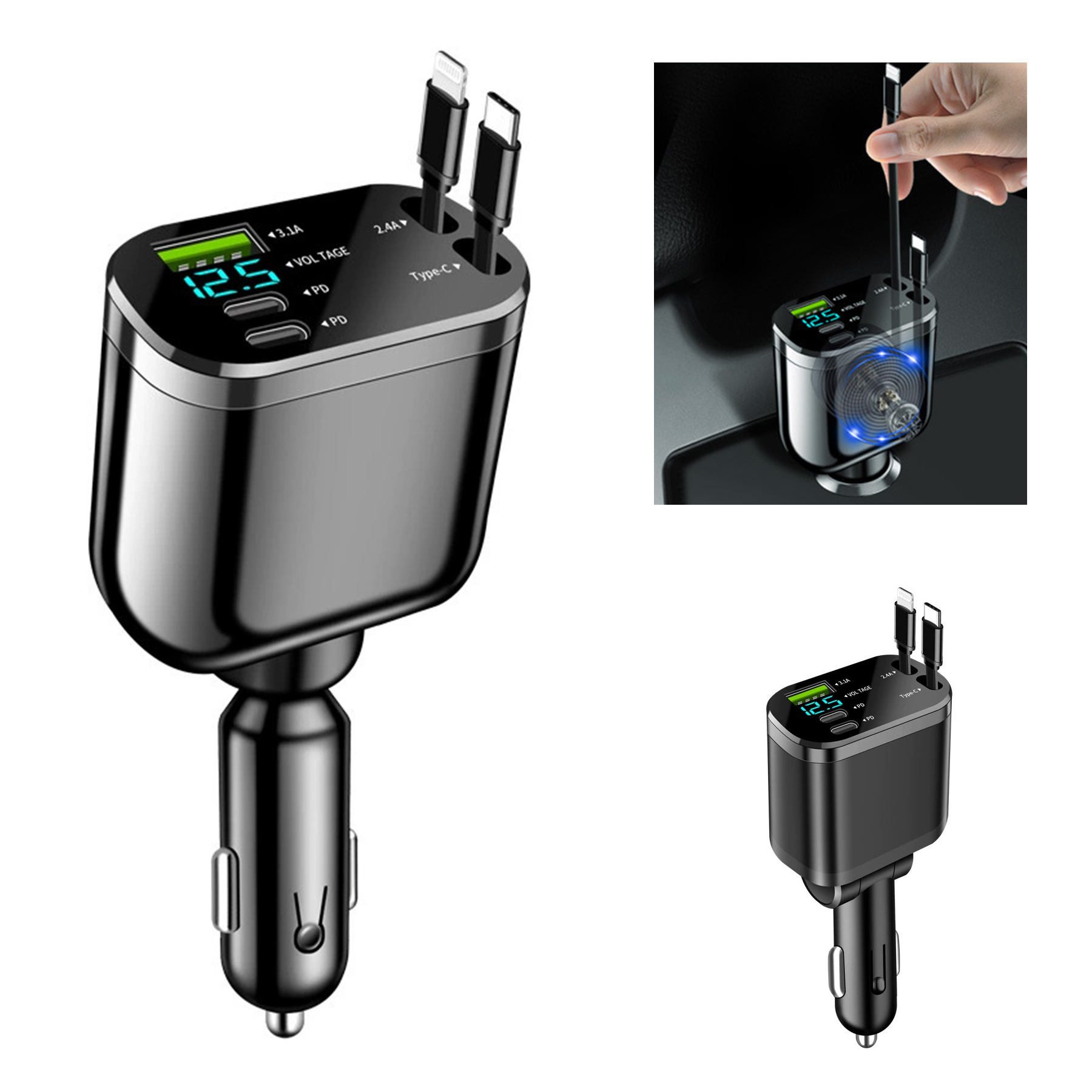 Retractable 5 in 1 Fast Car Charger 2