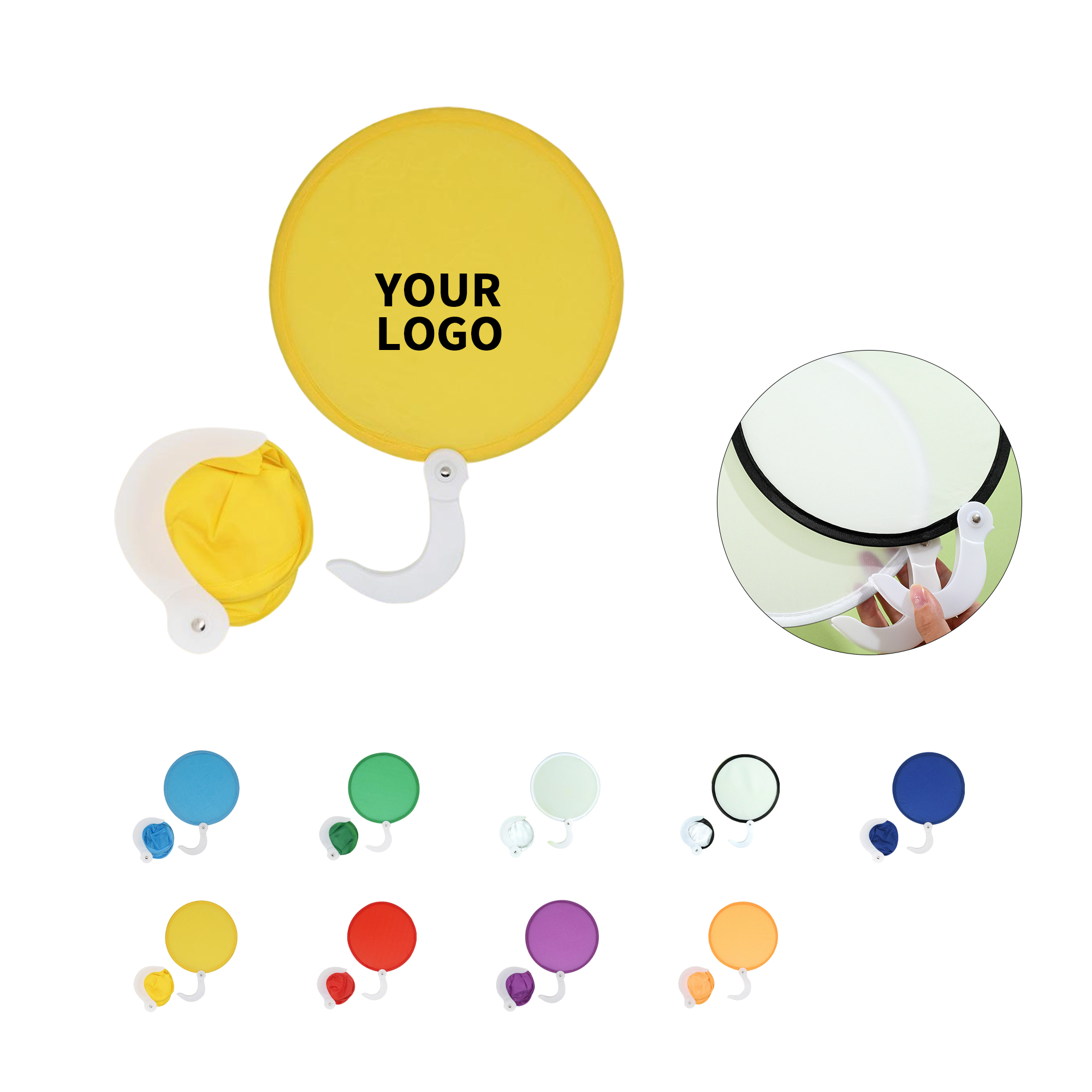 Poly Fabric Foldable Hand Fan Disc 4