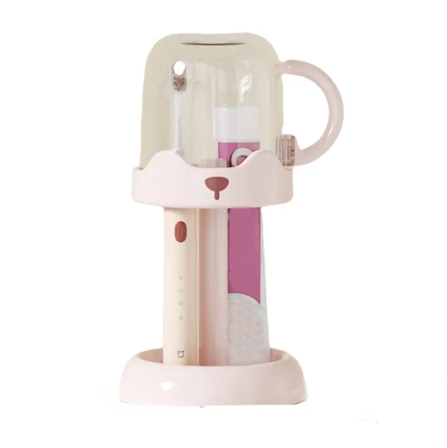 2 Slots Toothbrush Holder Stand with Cover/Cup for Bathroom 9