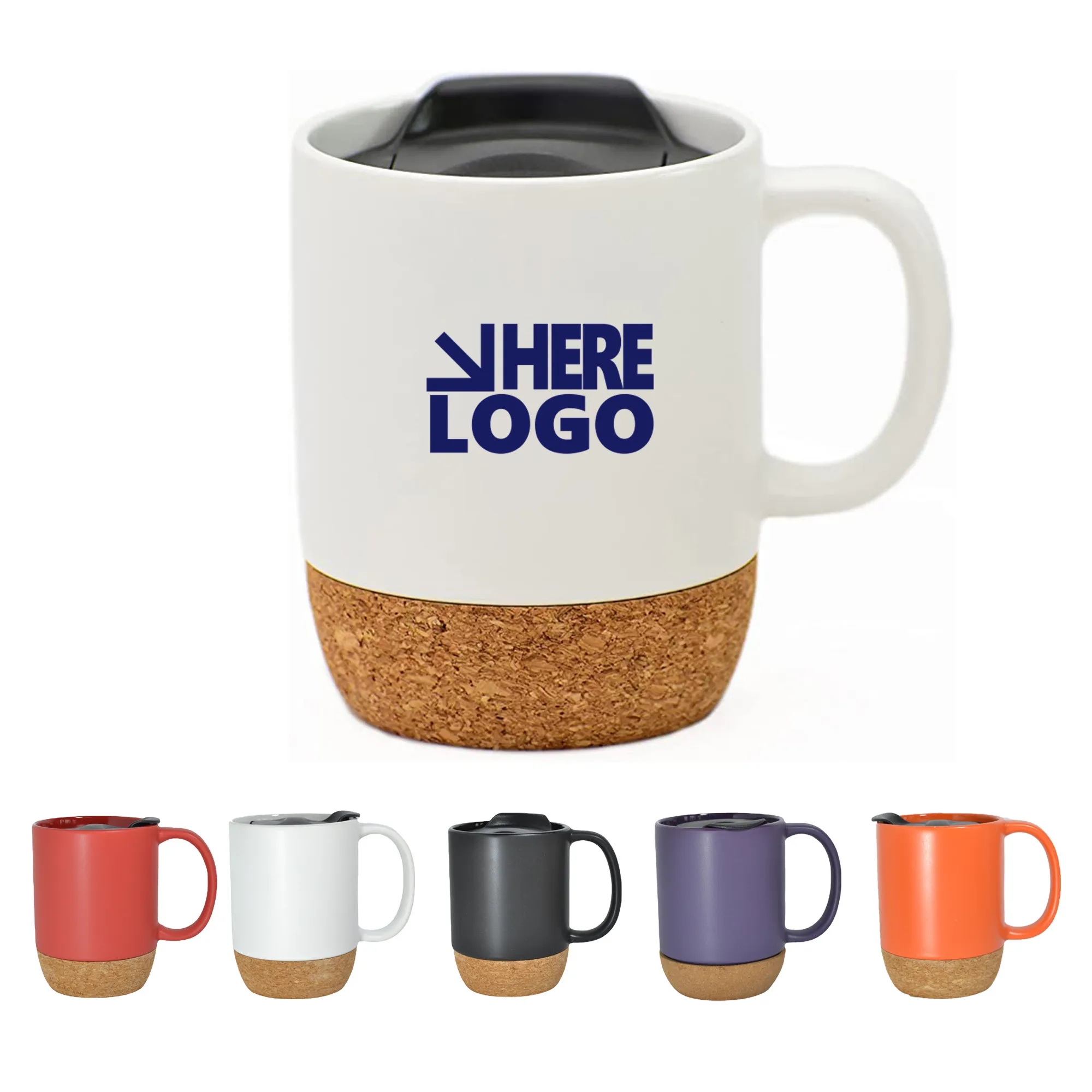 Cork Base Ceramic Mug With Lid MOQ 50pcs 2
