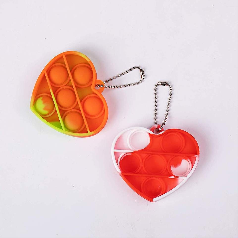 Heart Push Bubble Pops Fidget Keychain 2